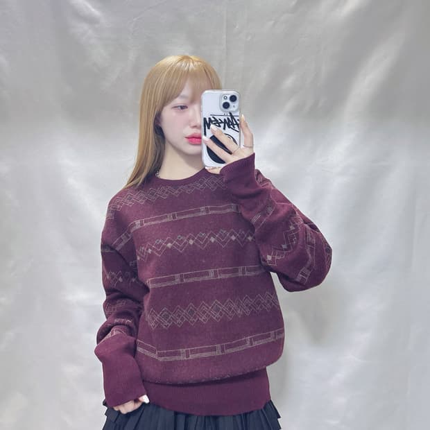 폴로 랄프로렌 에스닉패턴 라운드 니트 