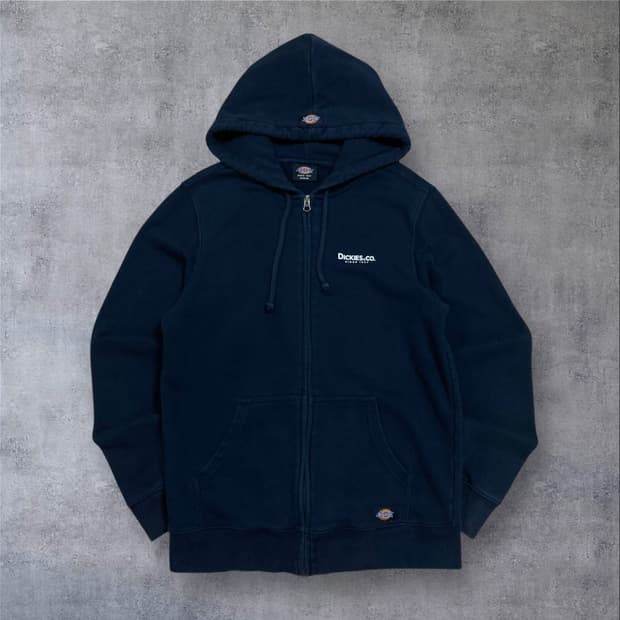 디키즈 스몰 로고 네이비 미니멀 후드 집업