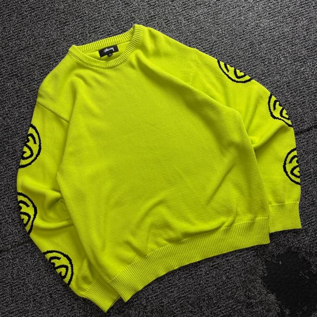 스투시 사이드라인 SS 링크 라임 니트 3941