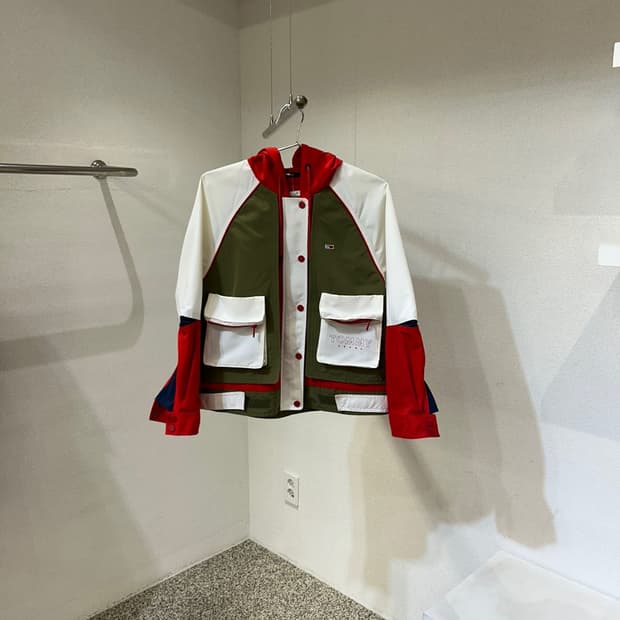 타미힐피거 컬러블록 포켓 후드자켓