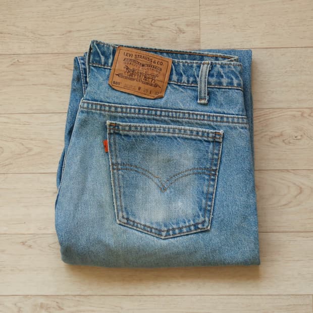 빈티지 리바이스 505 오렌지 블랭크 탭