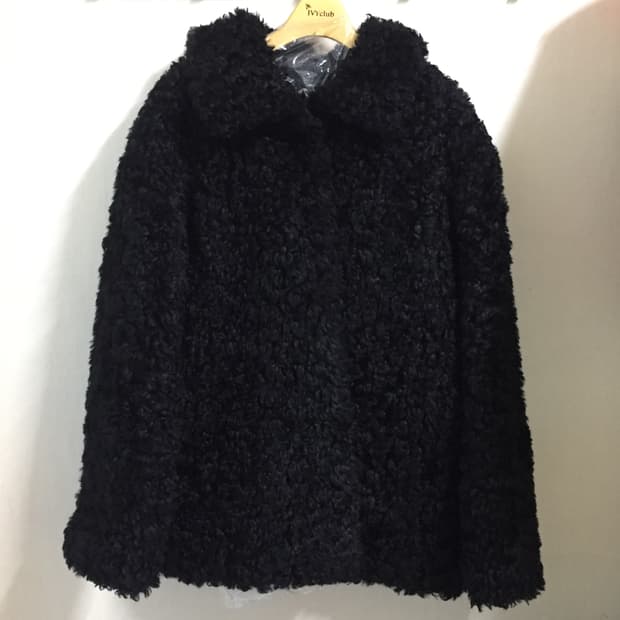 블랙 퍼 자켓/코트 