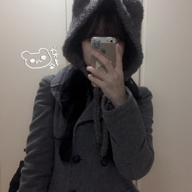 그레이 울 혼방 모리걸 코트