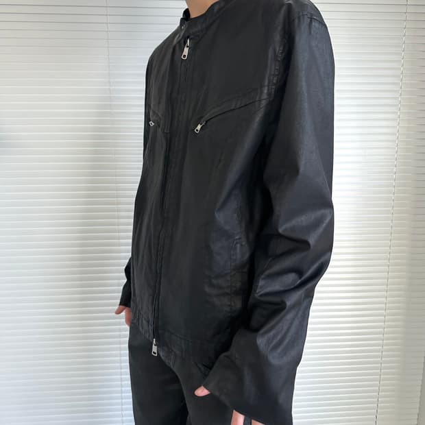 알마니 2000s 왁스코팅 자켓 블랙