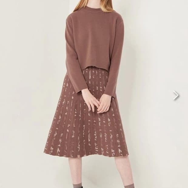 한섬 SJSJ 2021 레이어드 니트 플리츠 원피스 세트 F사이즈