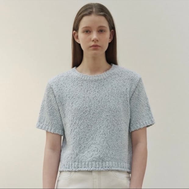앤니즈 - Pansy half sleeve knit (skyblue)