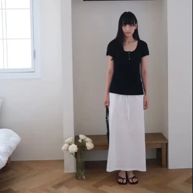 더버터크림 롱 스커트
