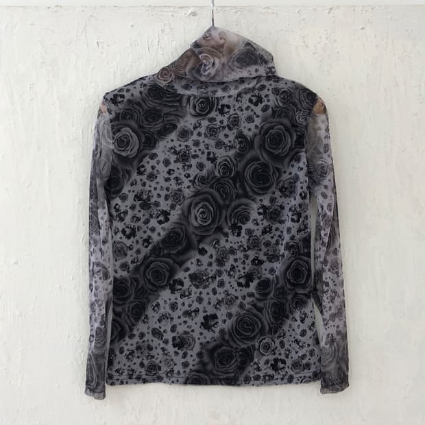 vintage black flower layered top