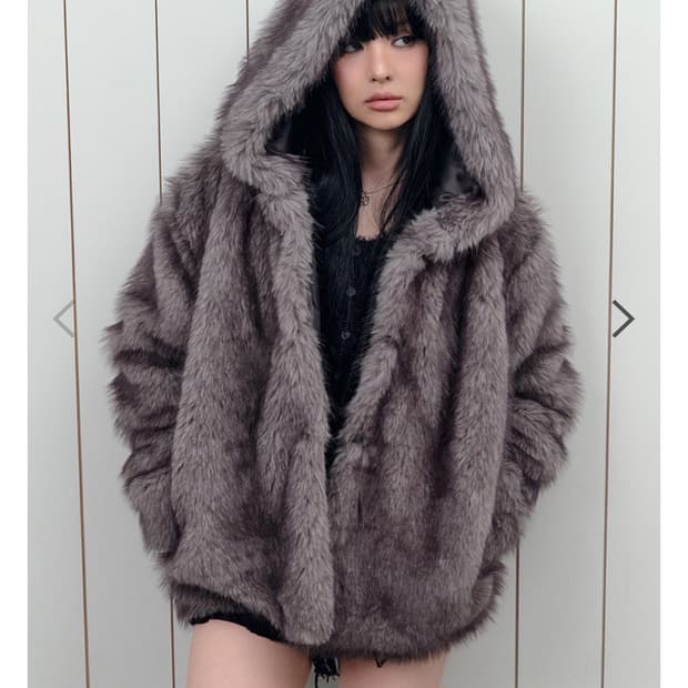 AS ON  KOA HOOD FUR JACKET / GRAY