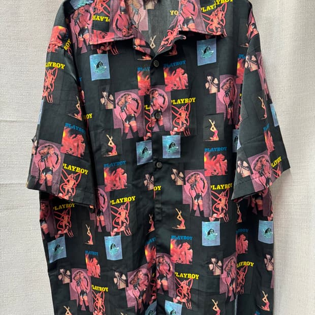 플레이보이 90's 빈티지 아카이브 오픈 반팔셔츠 L(XL~2XL)