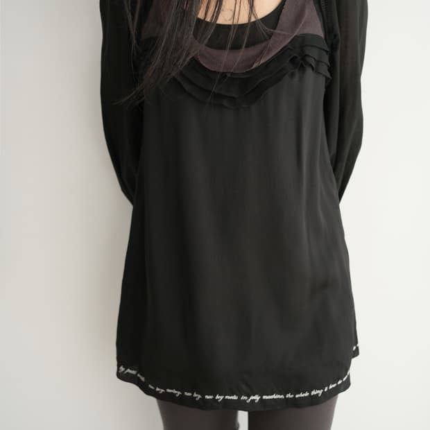 Lettering silk dress