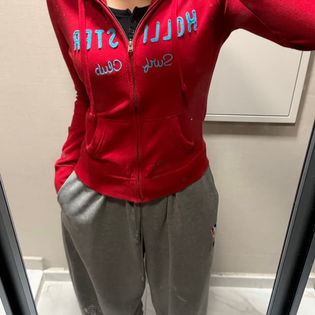 홀리스터 레드 후드집업 s