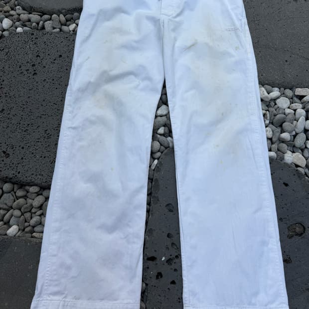 DISTRESSED 1970s AUSTRIAN WHITE 70s 워크팬츠