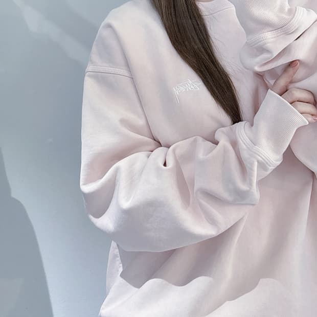 스투시 베이비핑크 베이직 맨투맨