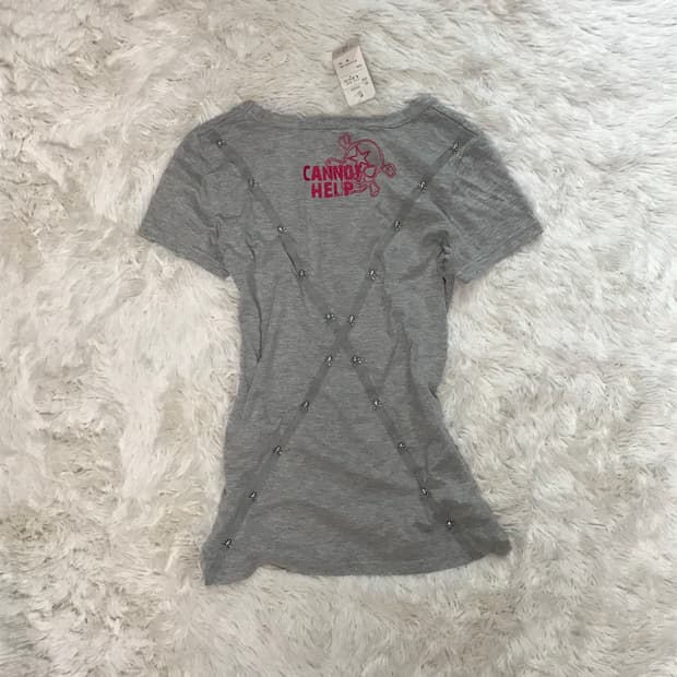 레어 데드스탁 일본빈티지 펑크 LASY DAISY 찡 디테일 반팔