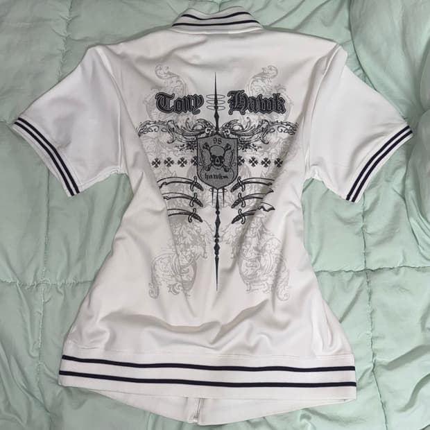 펑크 y2k 글리터 반팔 져지 저지 집업 