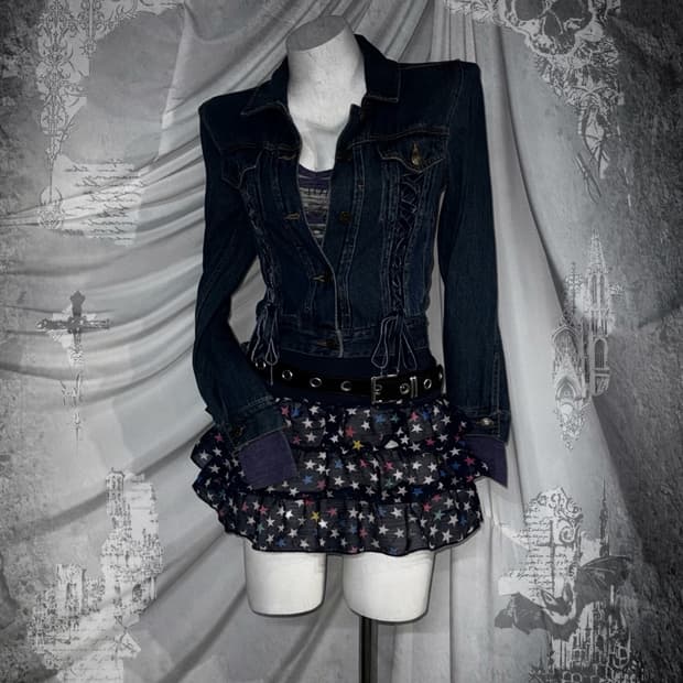 리즈리사 하라주쿠 아일렛 할리데이비슨 스트라이프 롱슬리브 키치 코디세트