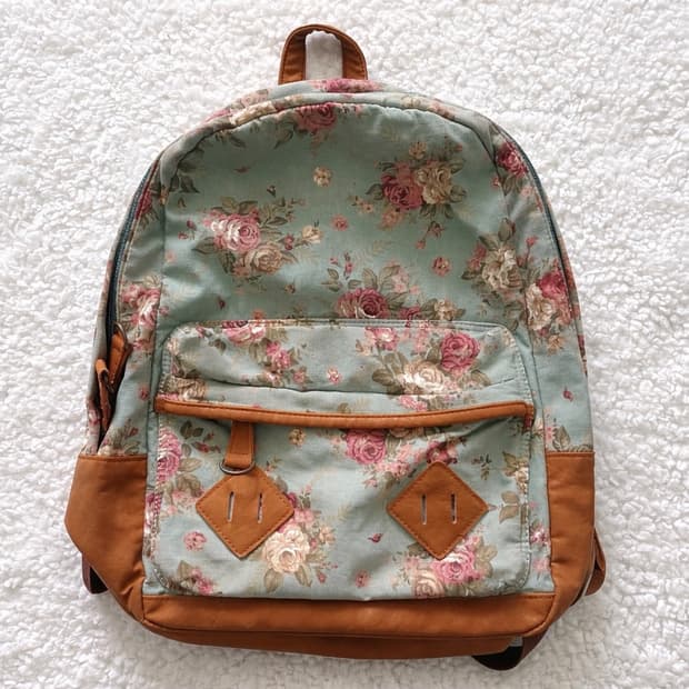 모리걸 빈티지 잔꽃 플라워 민트 백팩 🌸🩵