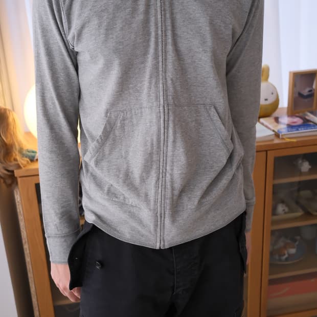 Exposed seam hood zip-up