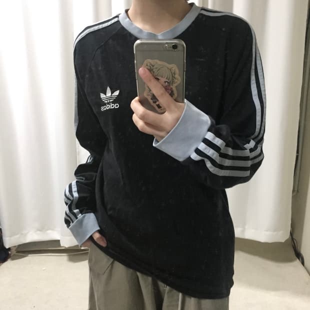 아디다스 블랙 그레이 스카이블루 트랙탑 롱슬리브 긴팔
