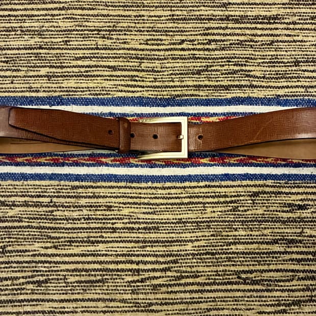 (32~36)Tumi 투미 골드 버클 클래식 레더 가죽벨트 브라운