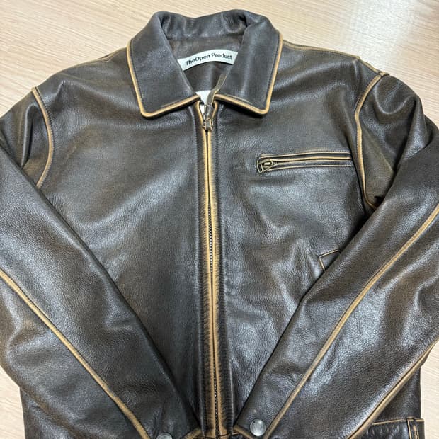 TheOpen Product 브라운 가죽 자켓