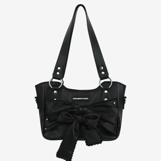 이우가마카라스 Laced Ribbon Leather Shoulder Ba