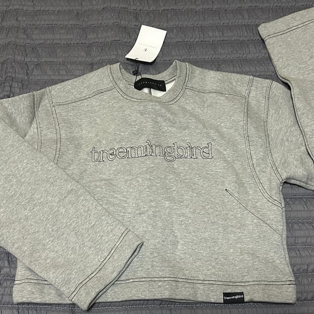 트리밍버드 stitched semi-cropped tee grey 맨투맨