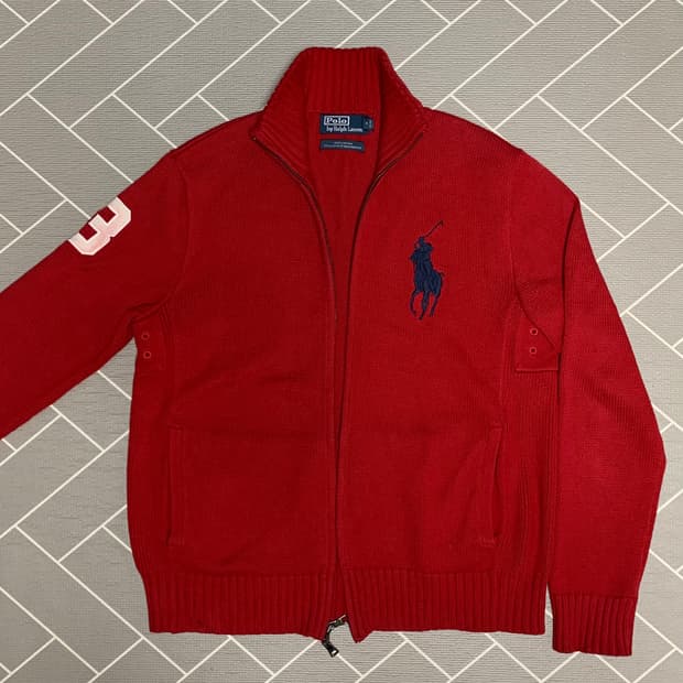 폴로 빅포니 니트집업 레드 