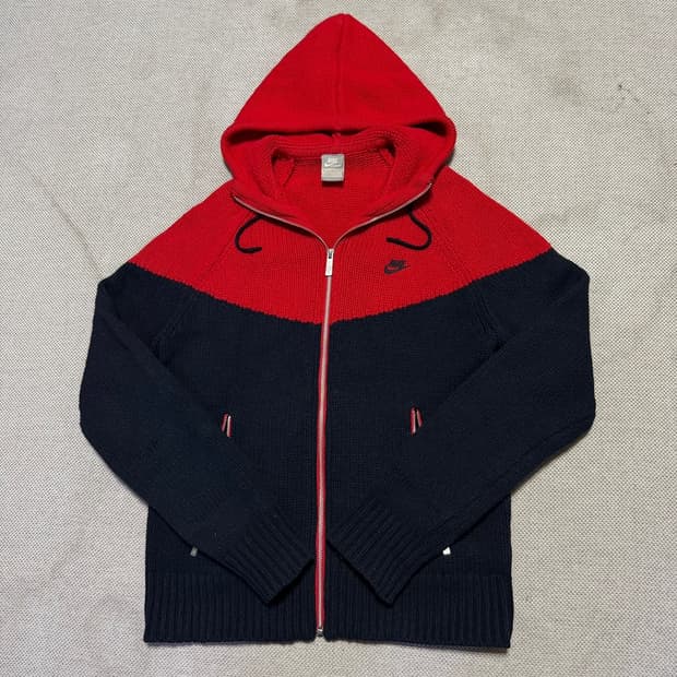 나이키 배색 니트 후드집업