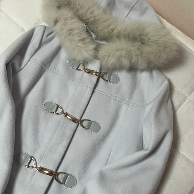 소라색 회색 떡볶이 코트 히메 갸루 모리 리얼퍼