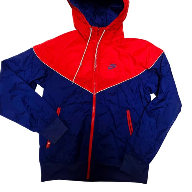 [나이키] Y2K 근본 네이비 레드 배색 윈드러너 후드 바람막이 100 