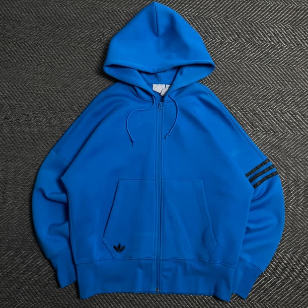 아디다스 뉴클래식 삼선 박시핏 후드집업 블루o 5328