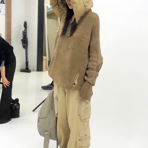 혜인서 패디드 패딩 후드 니트 