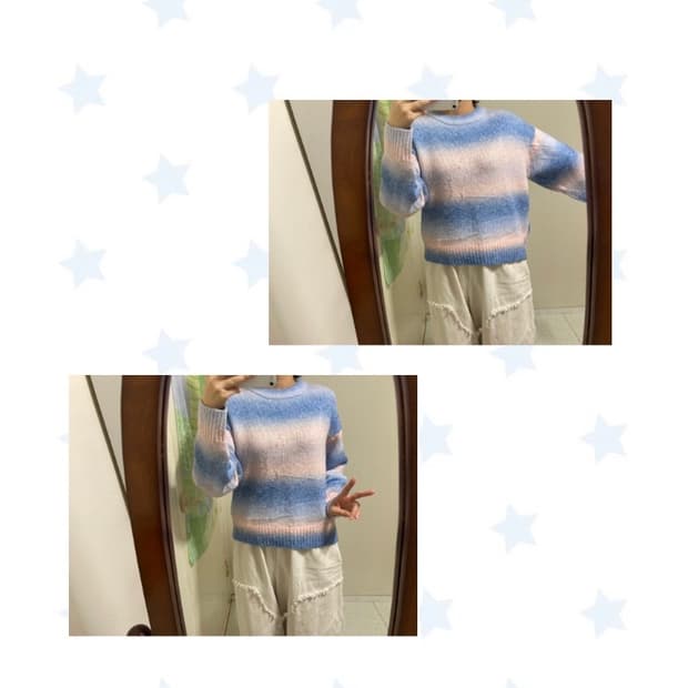 블루베리솜사탕 그라데이션 니트