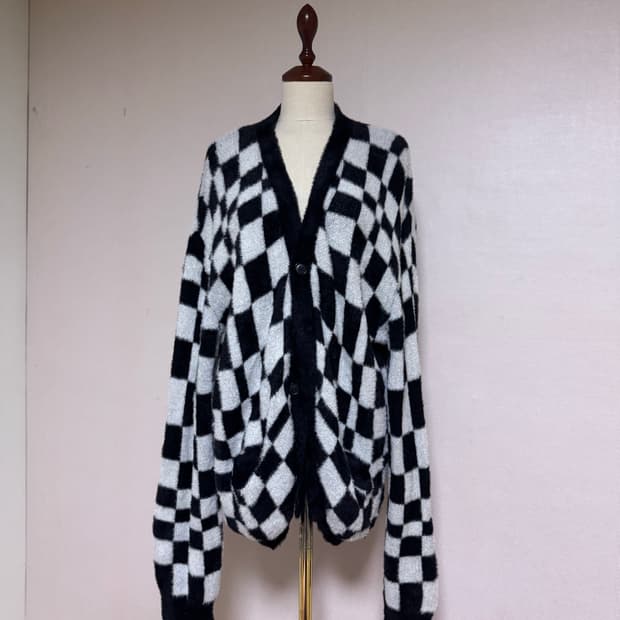 StandAlone 체크보드 가디건 블랙 라지