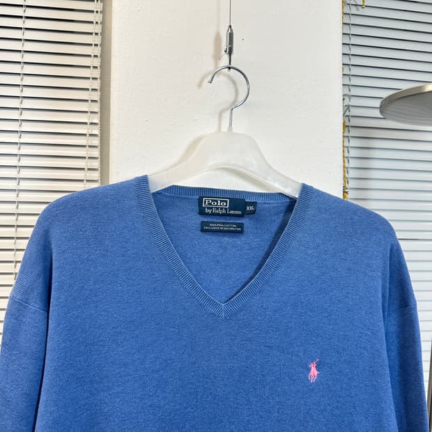 폴로 랄프로렌 피마코튼 브이넥 니트 
