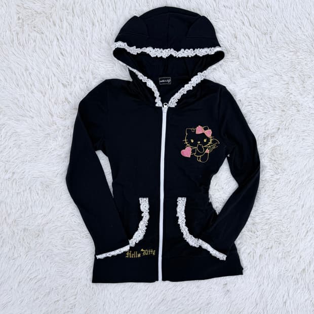 키티 백 리본 후디