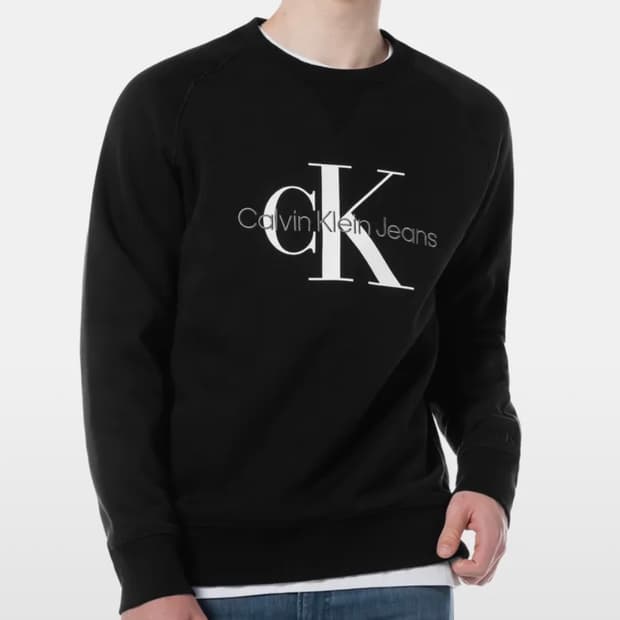 캘빈클라인 레귤러핏 모노그램 로고 기모 스웨트티셔츠 S