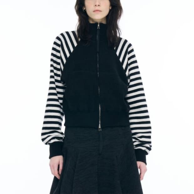 파르티멘토 우먼 스트라이프 니티드 집업 