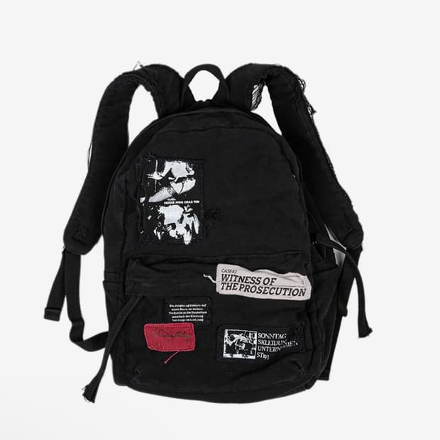 선데이오프클럽 패치 빈티지 블랙 백팩