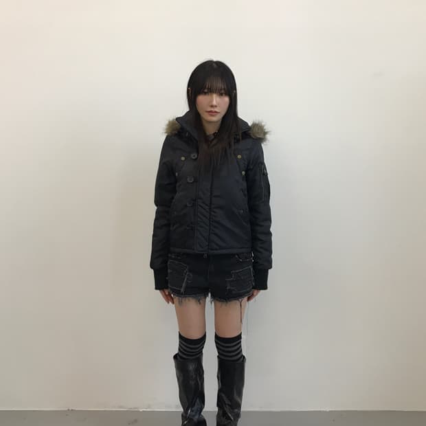 NEILLY Fur Hooded Flight Jacket