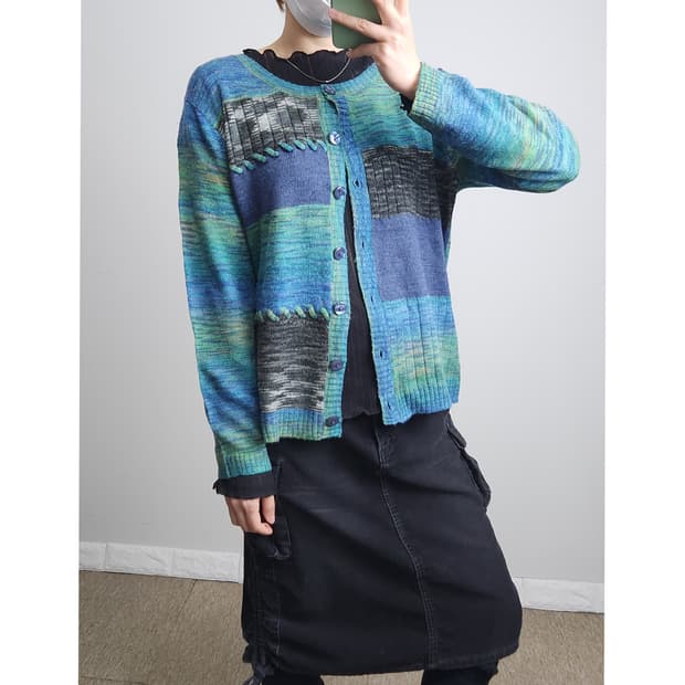 패턴 스티치 가디건
