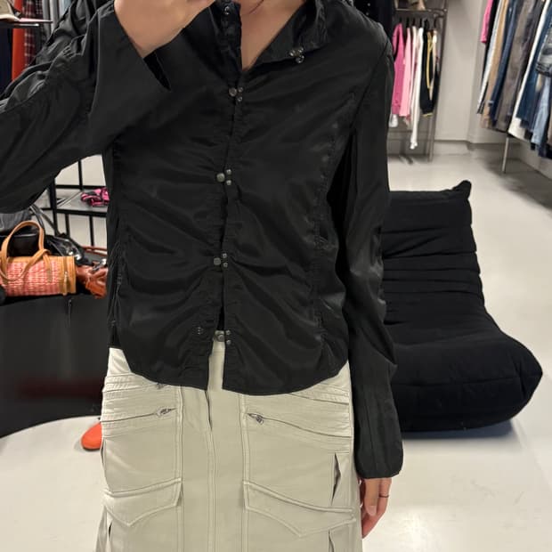 HIROKO KOSHINO shirring satin jacket 