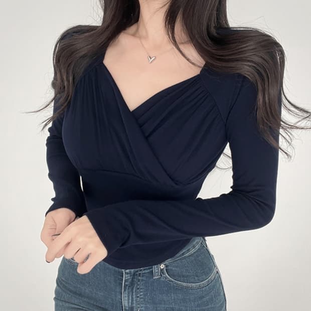 빅사이즈)셔링랩브이넥티셔츠