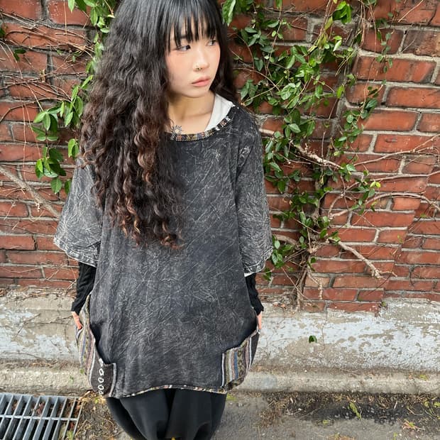 다크 히피 포켓 포인트 미디 원피스