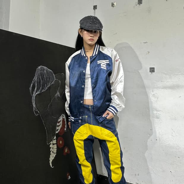 Jpn 일본빈티지 오리엔탈 일장기 네이비 스카잔 자켓