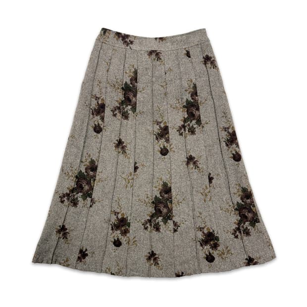 빈티지 베이지 로즈 롱 스커트