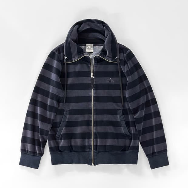 00s 나이키 벨로어 스트라이프 카울 넥 집업