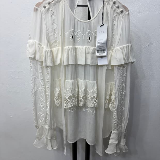 새제품) IRO 이로 한섬 아일렛 레이스 블라우스 34(55-66)